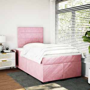 Box spring postel s matrací růžová 120 x 200 cm samet - obrázek 3
