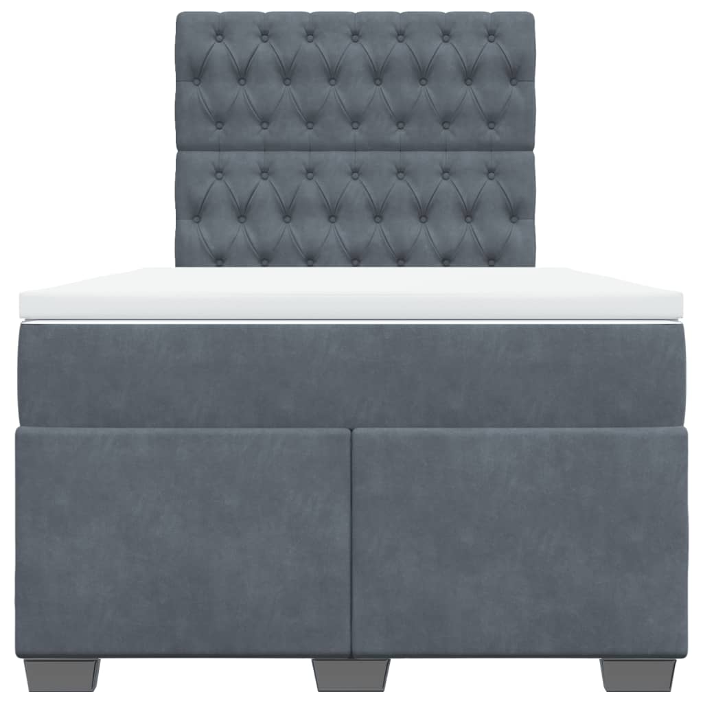 vidaXL Boxspring met matras fluweel donkergrijs 120x200 cm grijs, foto 4