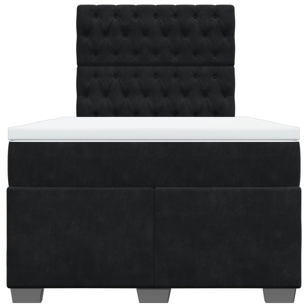 vidaXL Boxspring met matras fluweel zwart 120x200 cm, foto 4