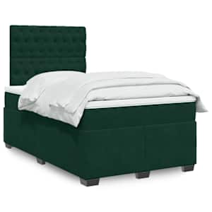 Box spring postel s matrací tmavě zelená 120 x 200 cm samet - obrázek 1