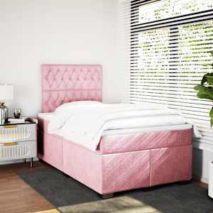 Box spring postel s matrací růžová 120 x 200 cm samet - obrázek 3