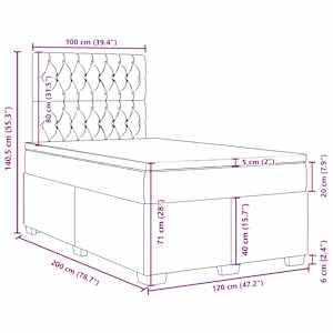 Box spring postel s matrací růžová 120 x 200 cm samet - obrázek 13