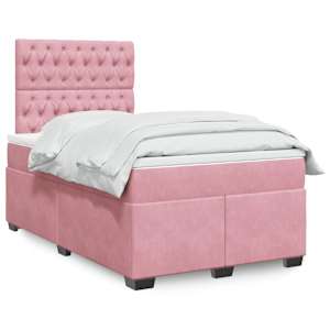 Box spring postel s matrací růžová 120 x 200 cm samet - obrázek 1