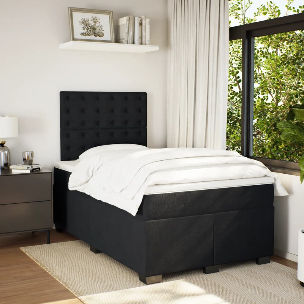 vidaXL Boxspring met matras fluweel zwart 120x200 cm, foto 2