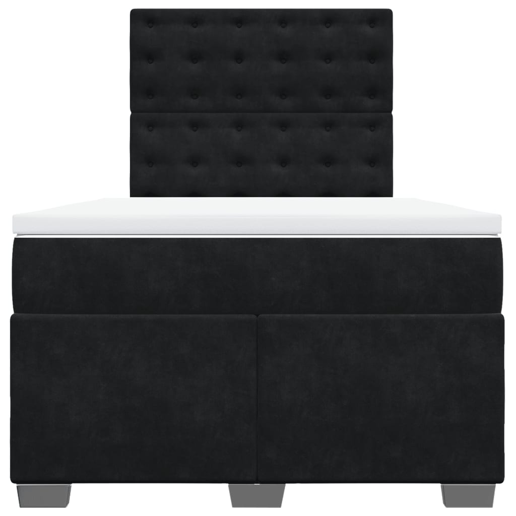 vidaXL Boxspring met matras fluweel zwart 120x200 cm, foto 4