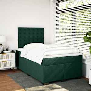 Box spring postel s matrací tmavě zelená 120 x 200 cm samet - obrázek 3