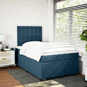 Box spring postel s matrací modrá 120 x 200 cm samet - obrázek 3