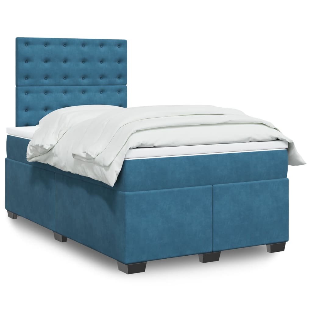 Boxspringbett mit Matratze Blau 120×200 cm Samt