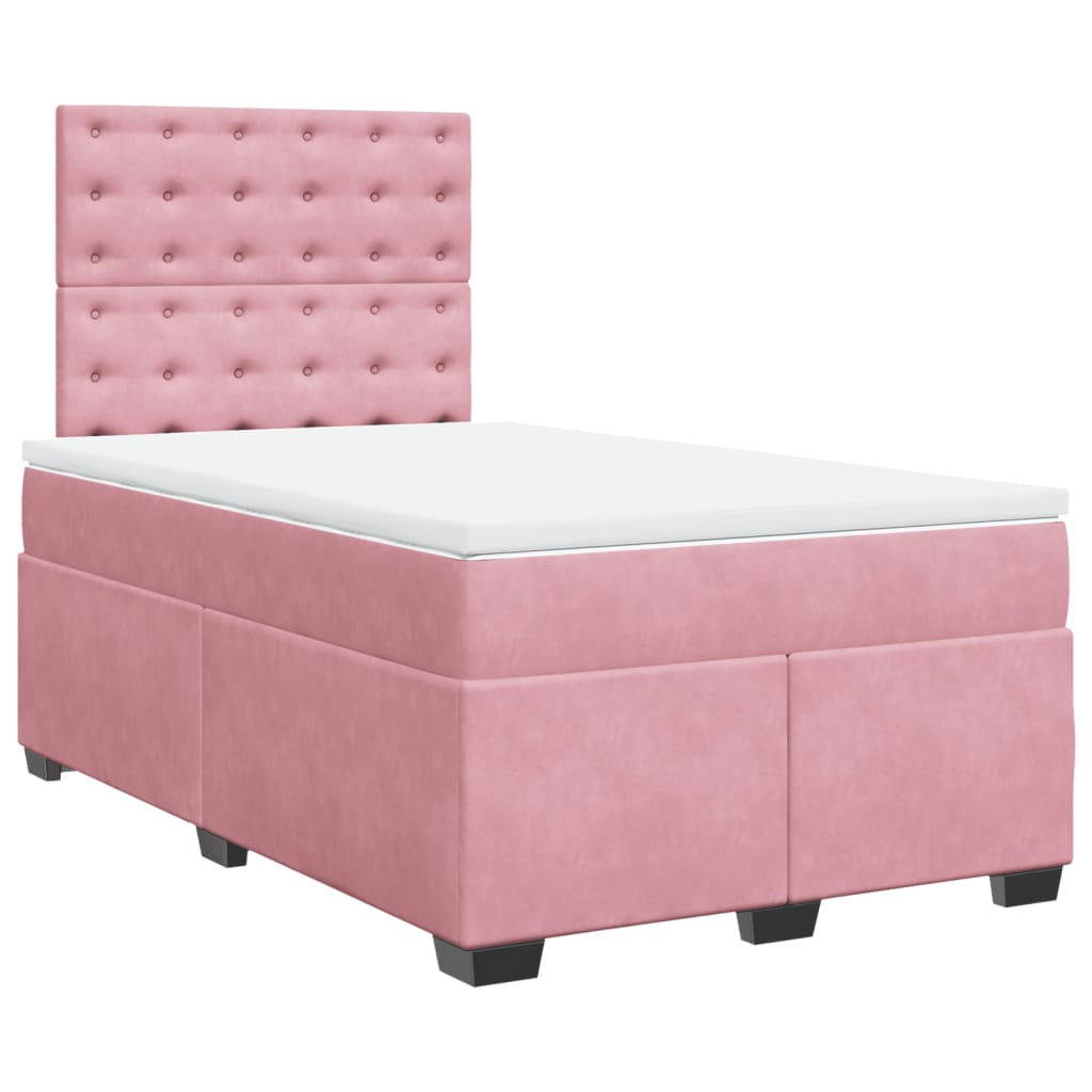 vidaXL Boxspring met matras fluweel roze 120x200 cm, foto 3