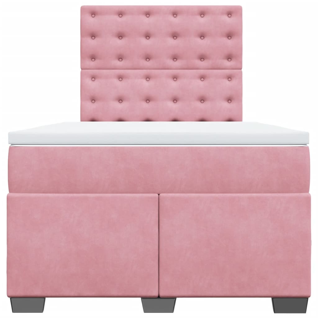vidaXL Boxspring met matras fluweel roze 120x200 cm, foto 4