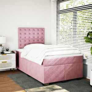 Box spring postel s matrací růžová 120 x 200 cm samet - obrázek 3