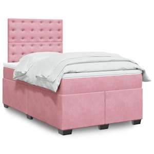 Box spring postel s matrací růžová 120 x 200 cm samet - obrázek 1