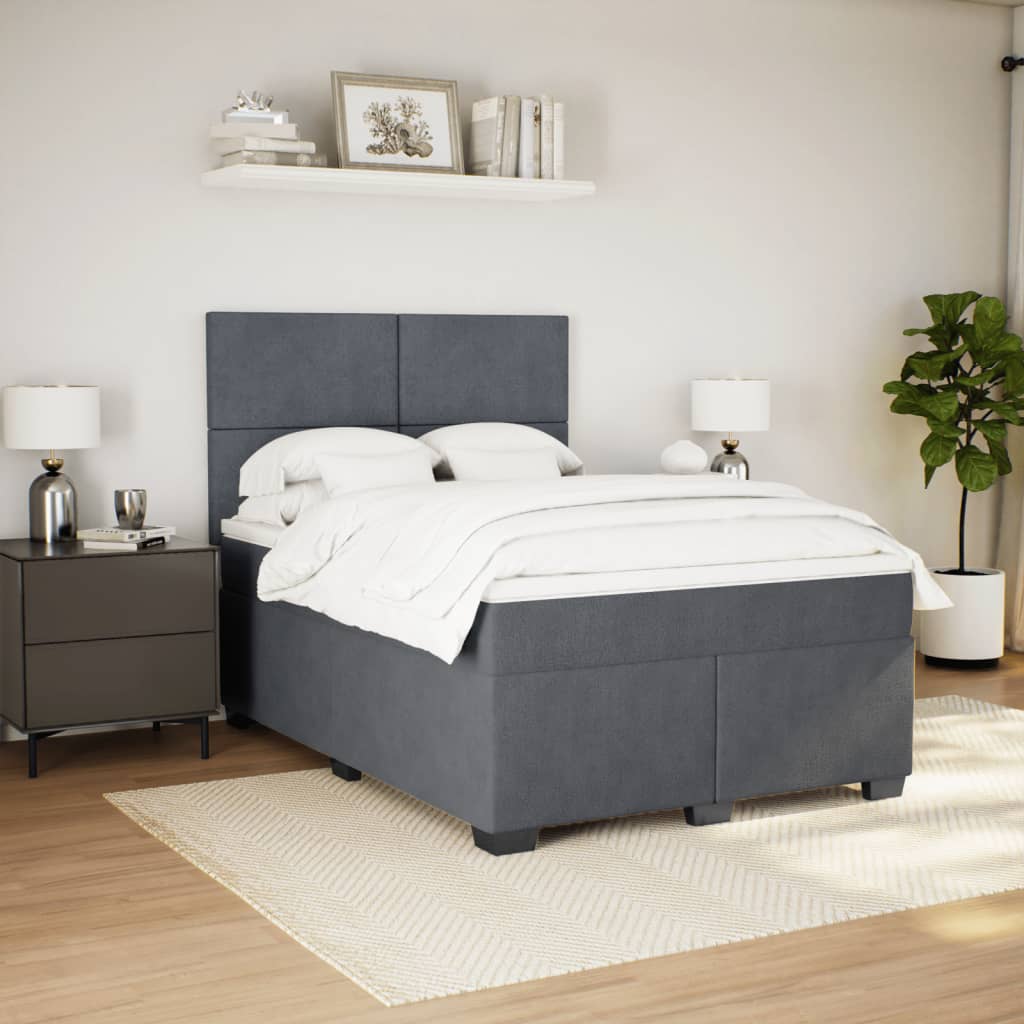 vidaXL Boxspring met matras fluweel donkergrijs 140x190 cm grijs, foto 2