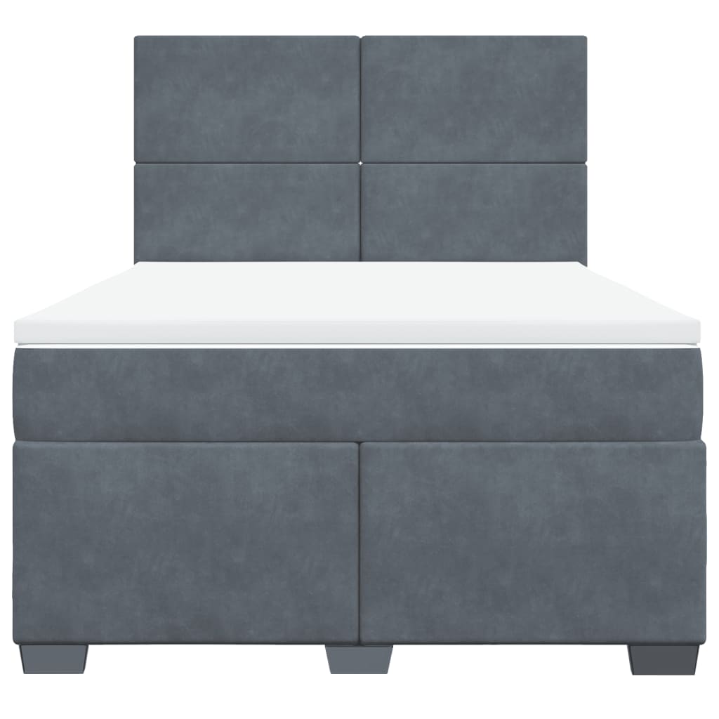 vidaXL Boxspring met matras fluweel donkergrijs 140x190 cm grijs, foto 4
