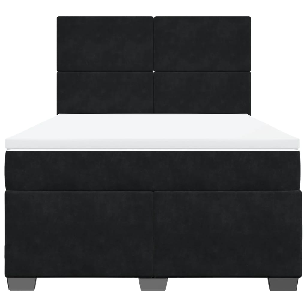 vidaXL Boxspring met matras fluweel zwart 140x190 cm, foto 4