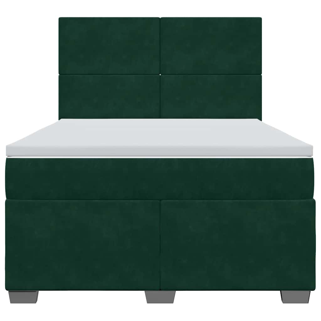 vidaXL Boxspring met matras fluweel donkergroen 140x190 cm groen, foto 4