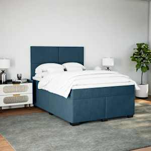 Box spring postel s matrací modrá 140 x 190 cm samet - obrázek 3