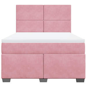 Box spring postel s matrací růžová 140x190 cm samet - obrázek 4