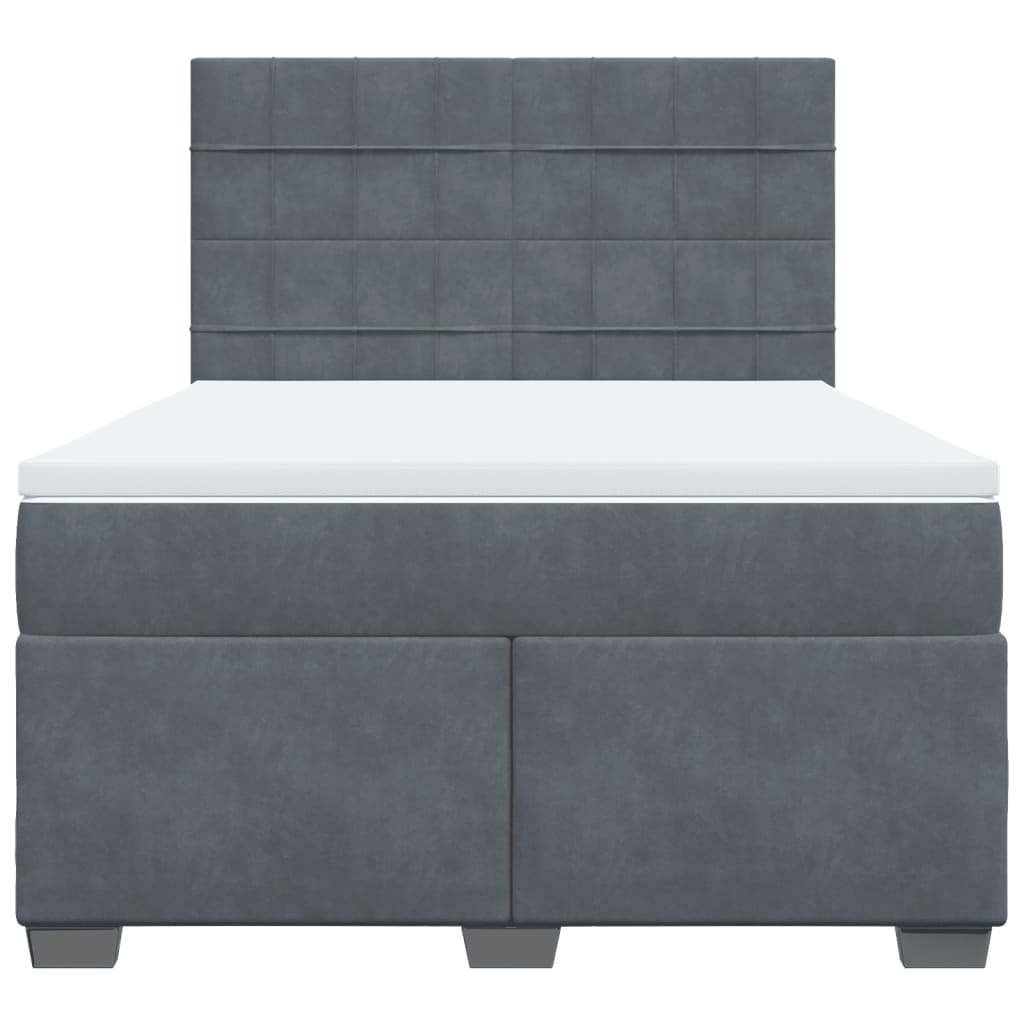 vidaXL Boxspring met matras fluweel donkergrijs 140x190 cm grijs, foto 4
