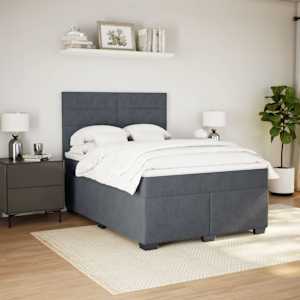 Box spring postel s matrací tmavě šedý 140 x 190 cm samet - obrázek 3