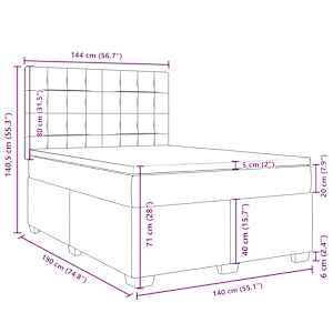 Box spring postel s matrací tmavě šedý 140 x 190 cm samet - obrázek 13
