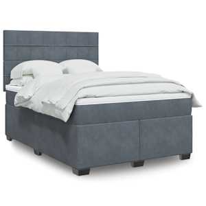 Box spring postel s matrací tmavě šedý 140 x 190 cm samet - obrázek 1