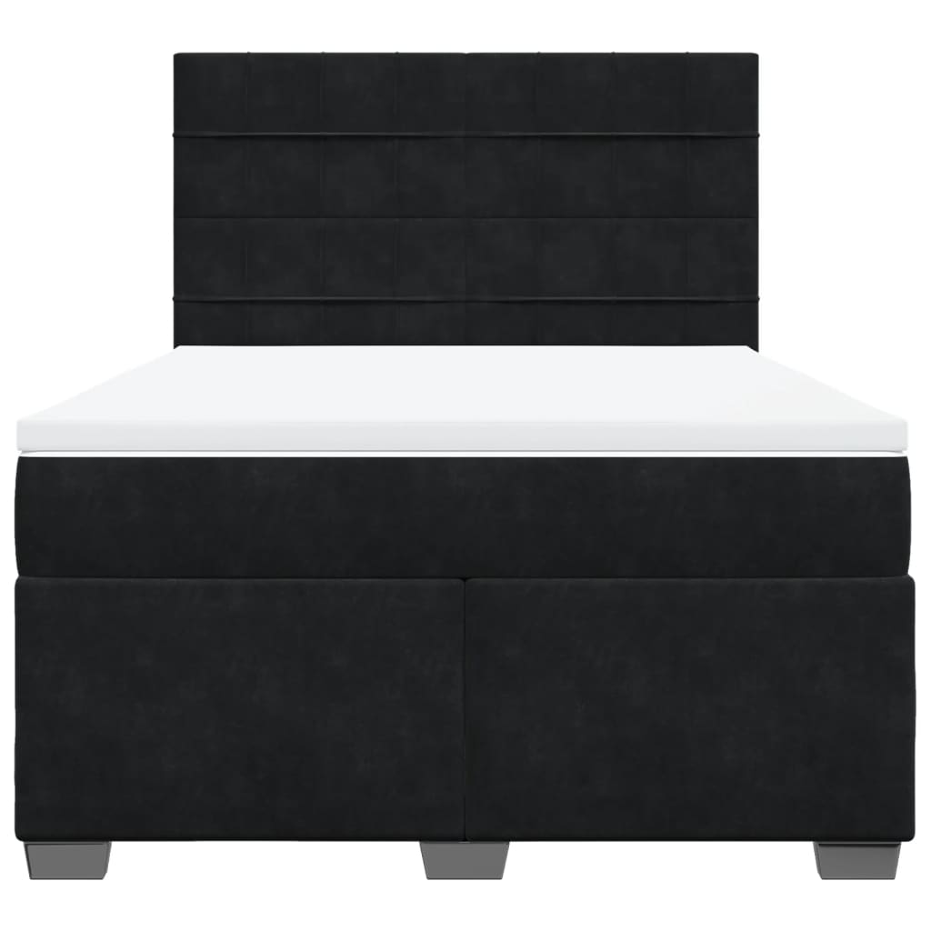 vidaXL Boxspring met matras fluweel zwart 140x190 cm, foto 4