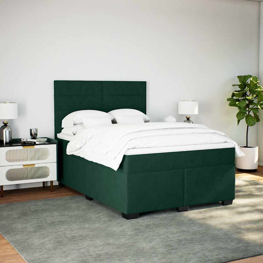 vidaXL Boxspring met matras fluweel donkergroen 140x190 cm groen, foto 2