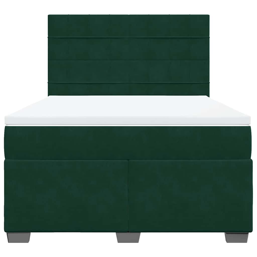 vidaXL Boxspring met matras fluweel donkergroen 140x190 cm groen, foto 4