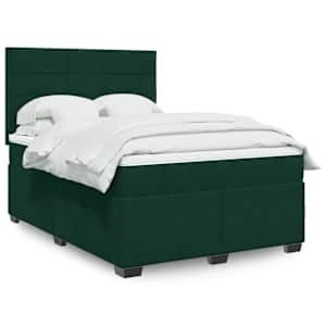 Box spring postel s matrací tmavě zelená 140x190 cm samet - obrázek 1