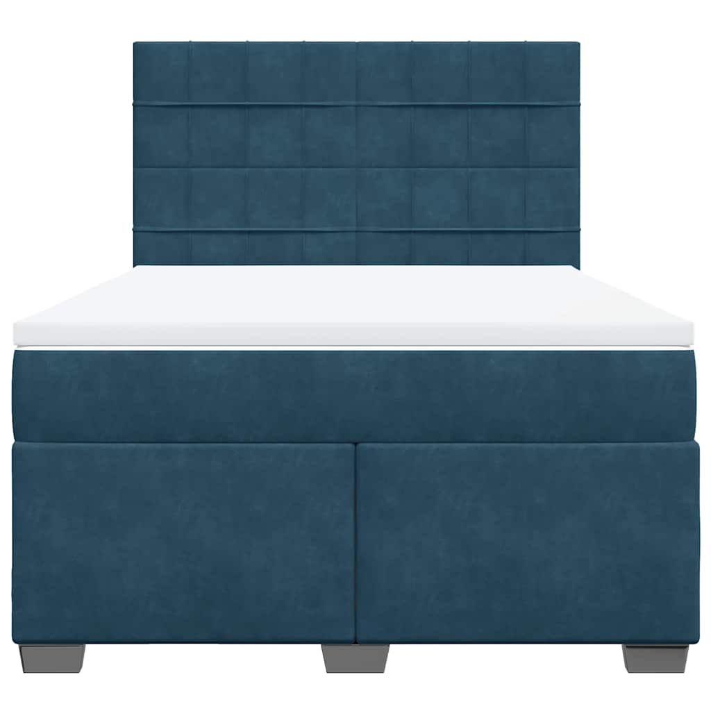 vidaXL Boxspring met matras fluweel blauw 140x190 cm, foto 4