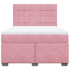 Box spring postel s matrací růžová 140x190 cm samet - obrázek 4