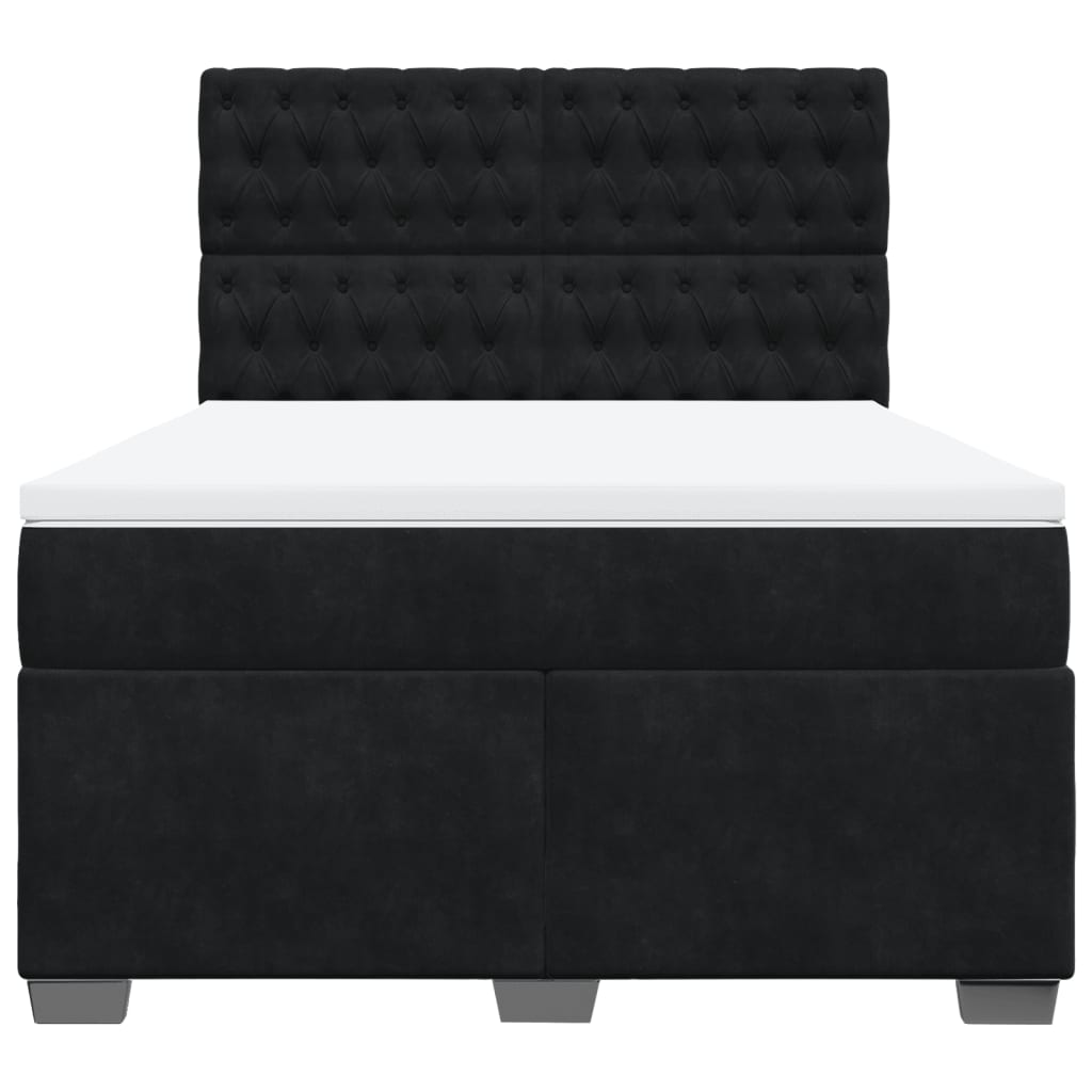 vidaXL Boxspring met matras fluweel zwart 140x190 cm, foto 4