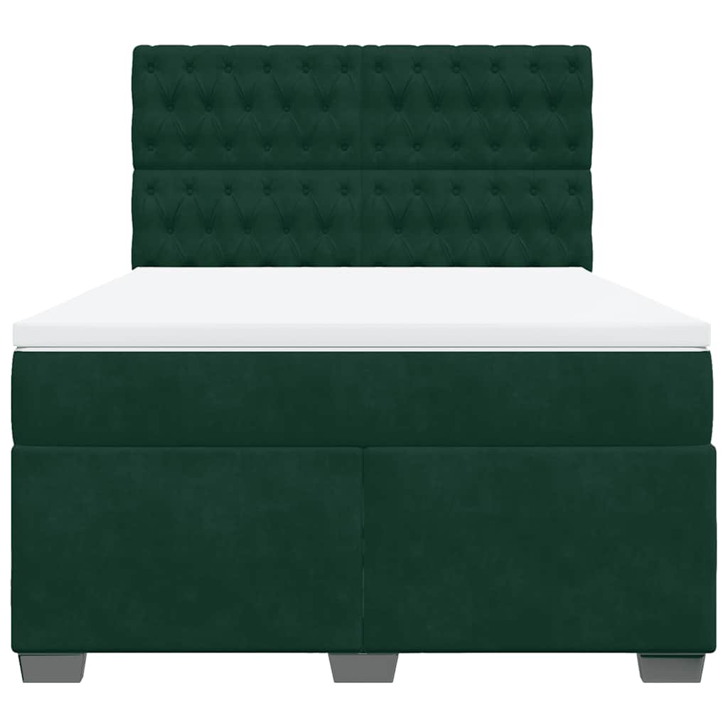 vidaXL Boxspring met matras fluweel donkergroen 140x190 cm groen, foto 4