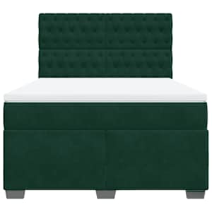 Box spring postel s matrací tmavě zelená 140x190 cm samet - obrázek 4