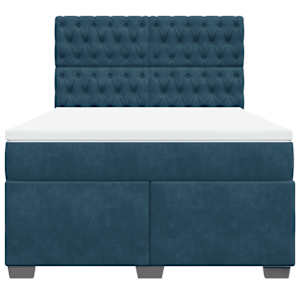 Box spring postel s matrací modrá 140 x 190 cm samet - obrázek 4