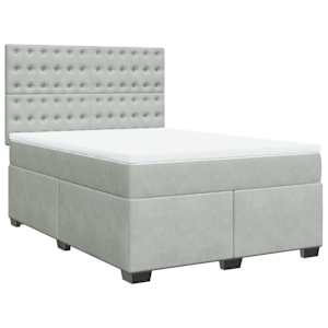 Box spring postel s matrací světle šedá 140x190 cm samet - obrázek 2