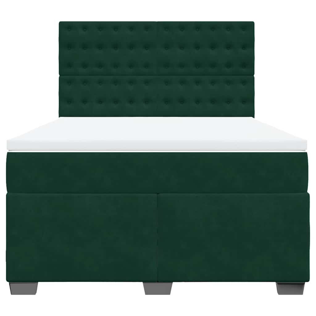 vidaXL Boxspring met matras fluweel donkergroen 140x190 cm groen, foto 4