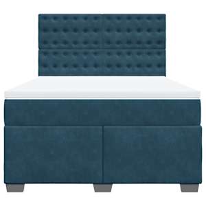 Box spring postel s matrací modrá 140 x 190 cm samet - obrázek 4