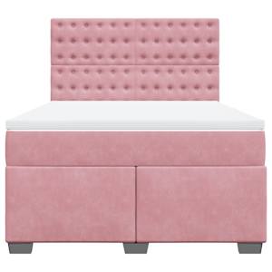 Box spring postel s matrací růžová 140x190 cm samet - obrázek 4