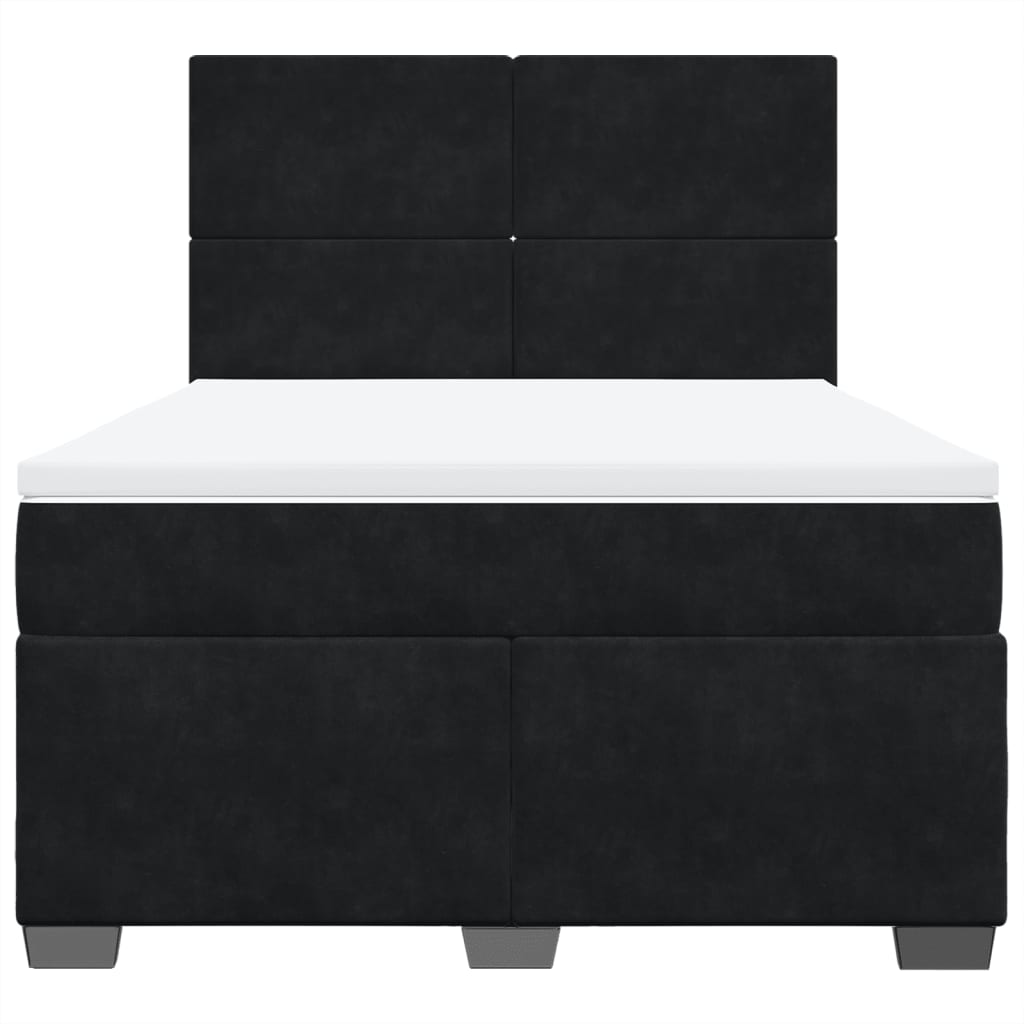 vidaXL Boxspring met matras fluweel zwart 140x200 cm, foto 4