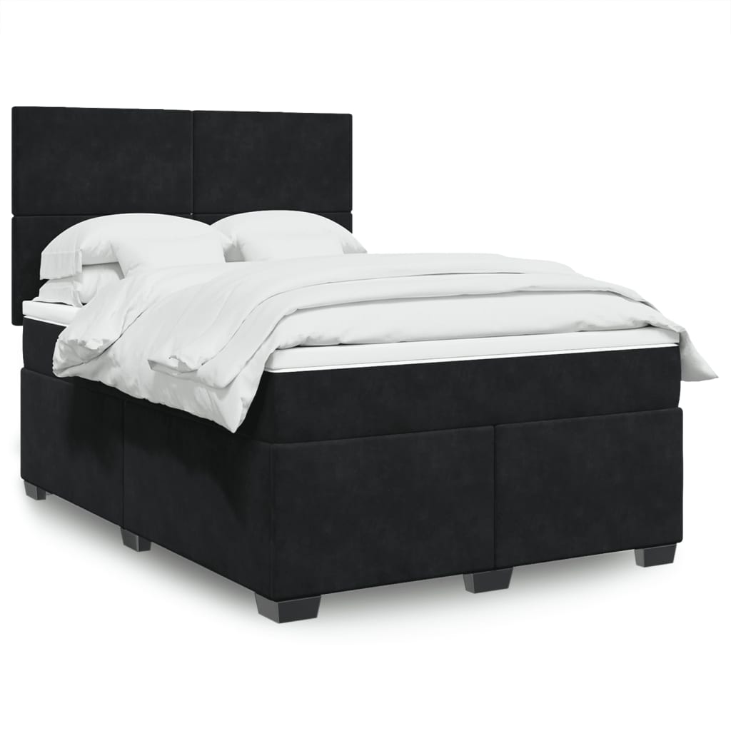 Boxspringbett mit Matratze Schwarz 140×200 cm Samt