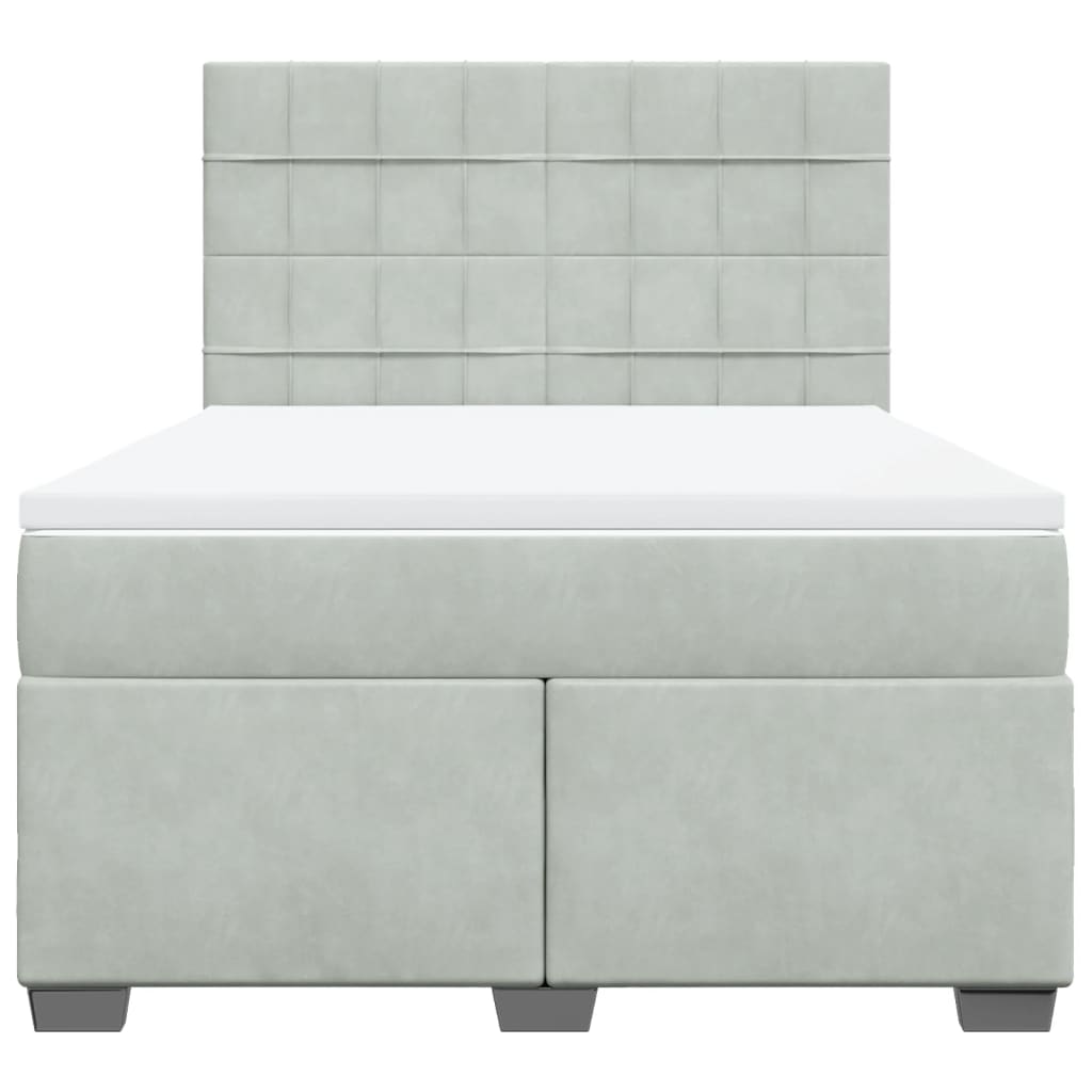 vidaXL Boxspring met matras fluweel lichtgrijs 140x200 cm grijs, foto 4