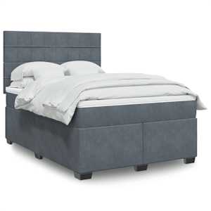 Box spring postel s matrací tmavě šedá 140x200 cm samet - obrázek 1