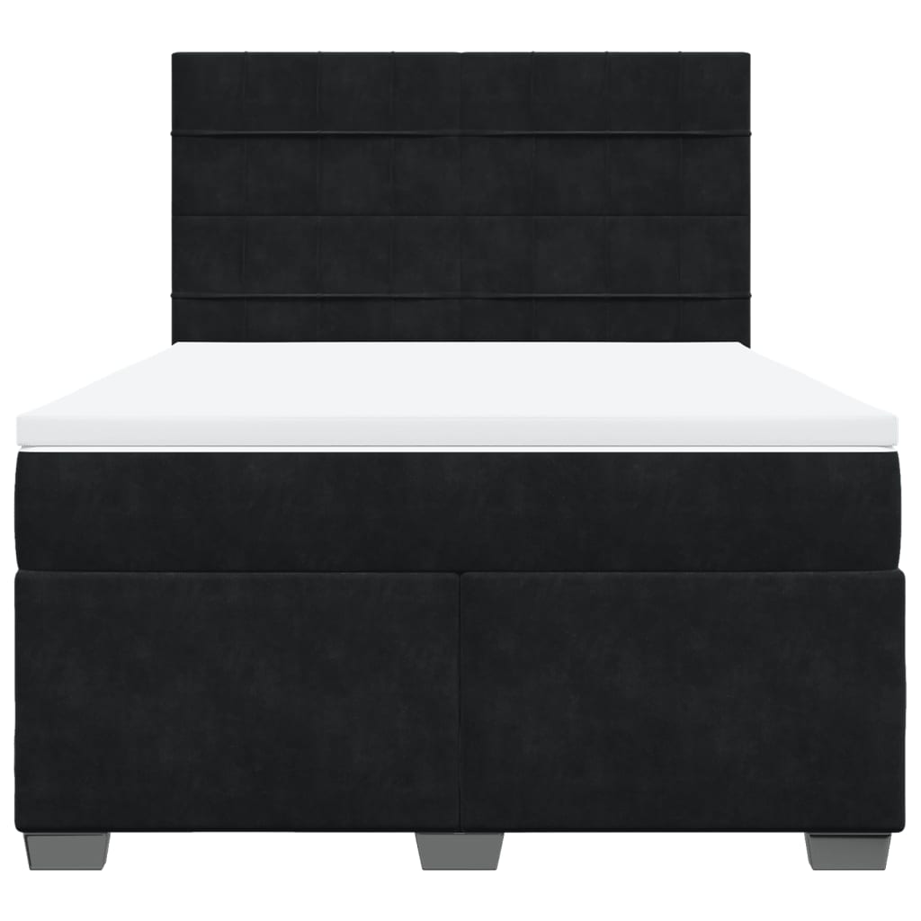 vidaXL Boxspring met matras fluweel zwart 140x200 cm, foto 4