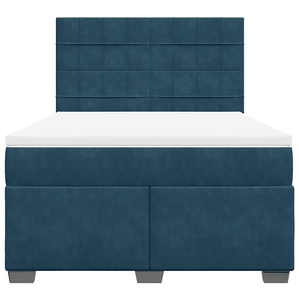 vidaXL Boxspring met matras fluweel blauw 140x200 cm, foto 4