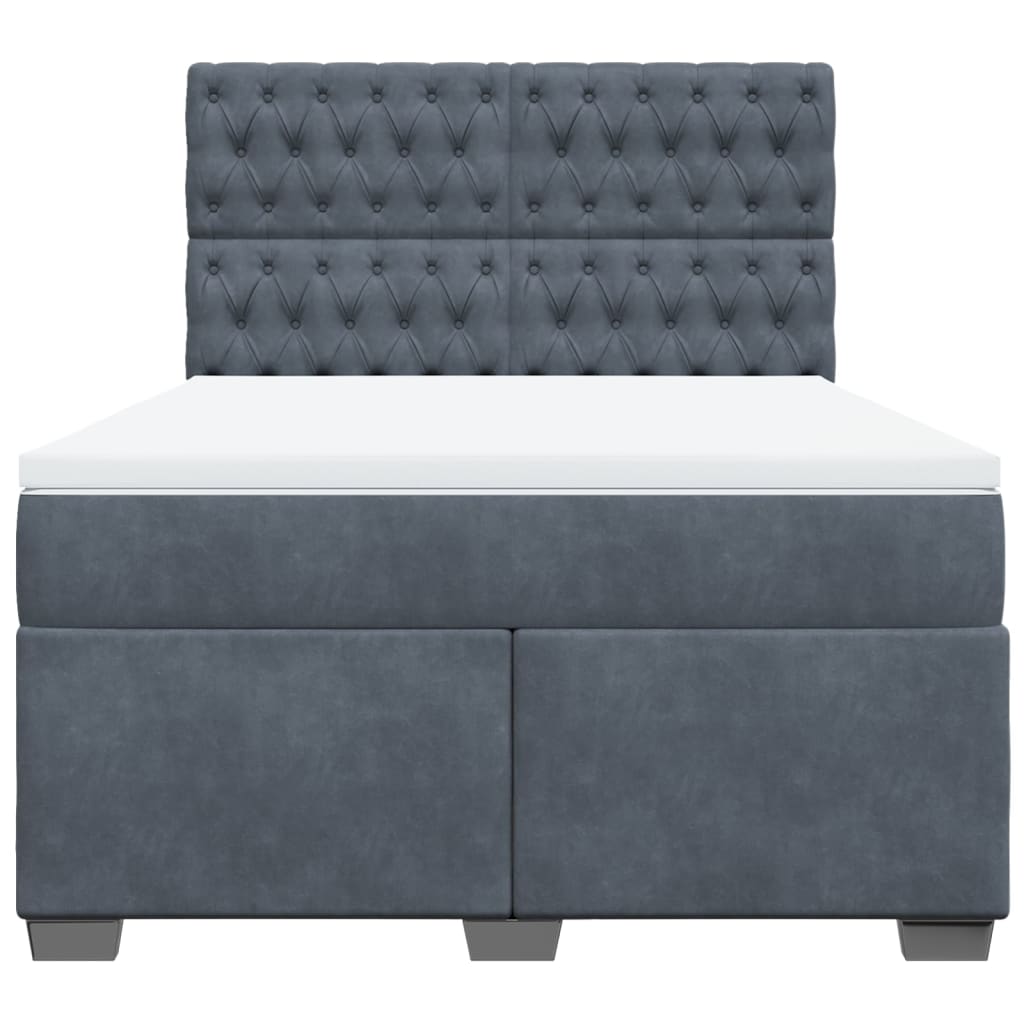 vidaXL Boxspring met matras fluweel donkergrijs 140x200 cm grijs, foto 4