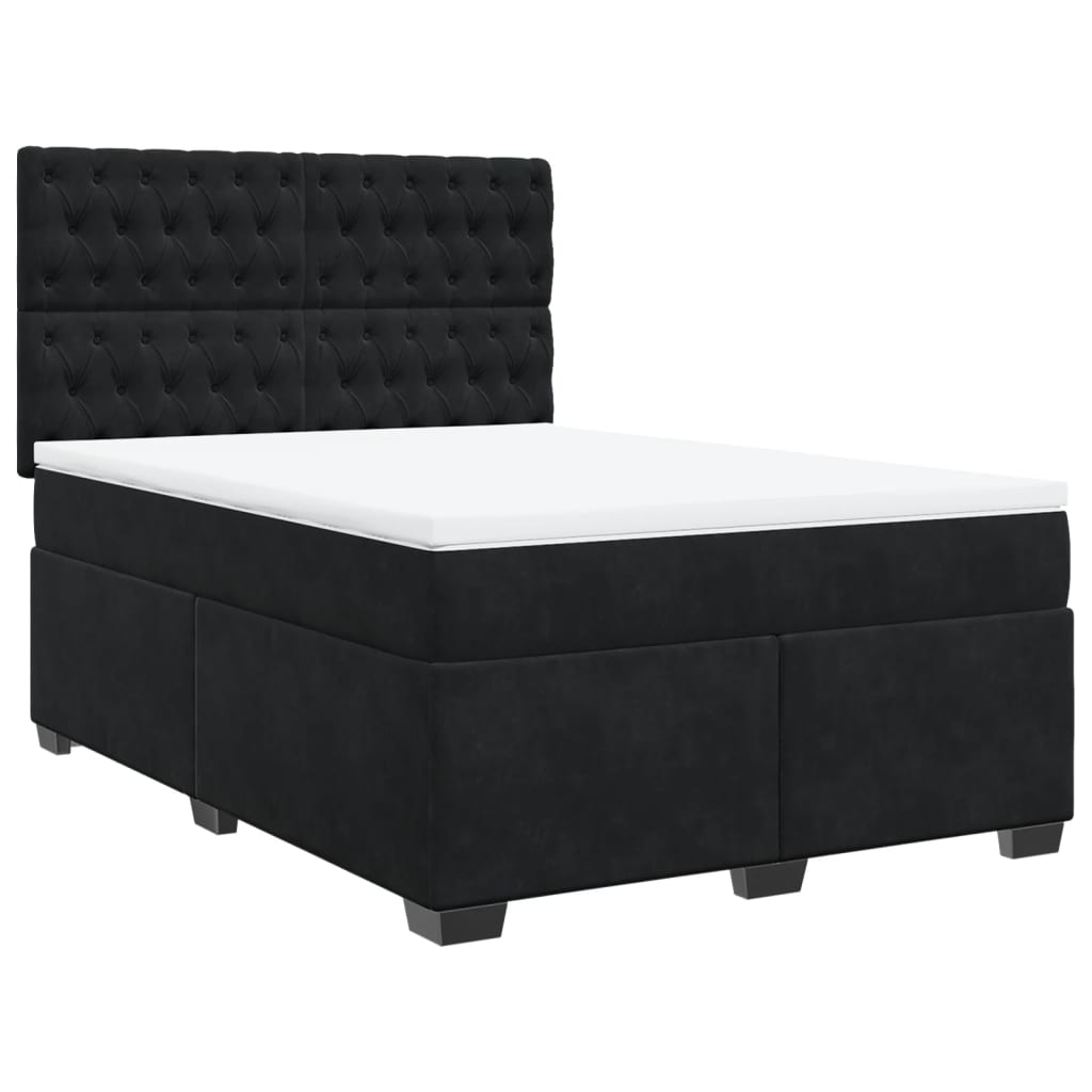 vidaXL Boxspring met matras fluweel zwart 140x200 cm, foto 3