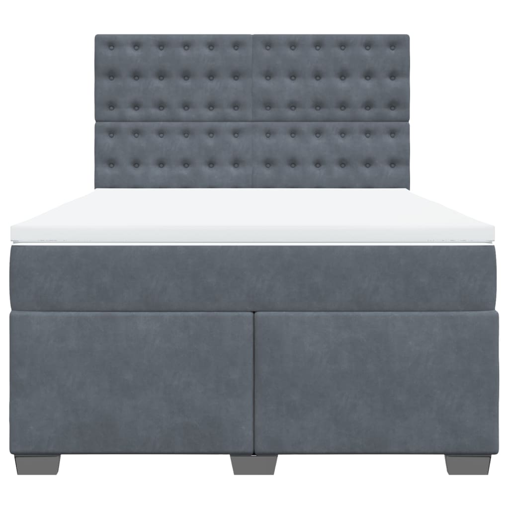 vidaXL Boxspring met matras fluweel donkergrijs 140x200 cm grijs, foto 2