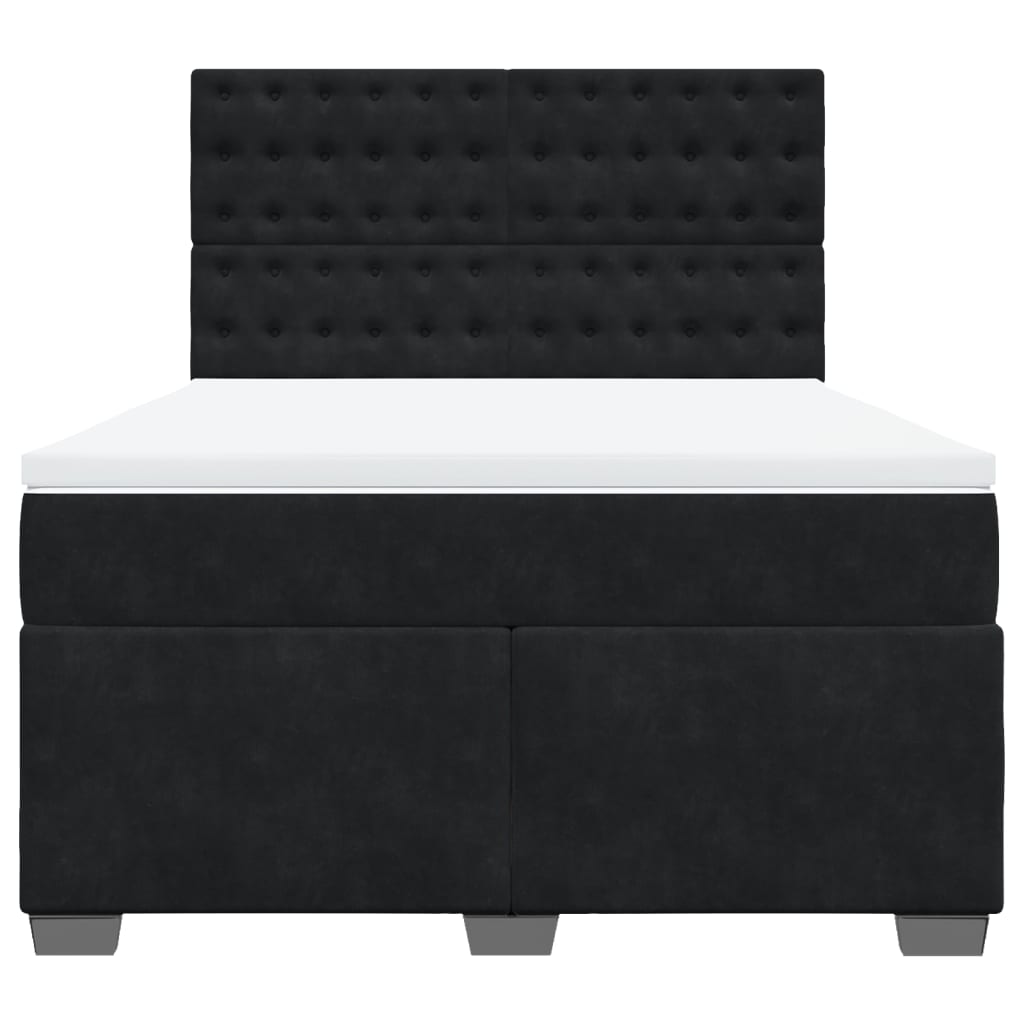 vidaXL Boxspring met matras fluweel zwart 140x200 cm, foto 4